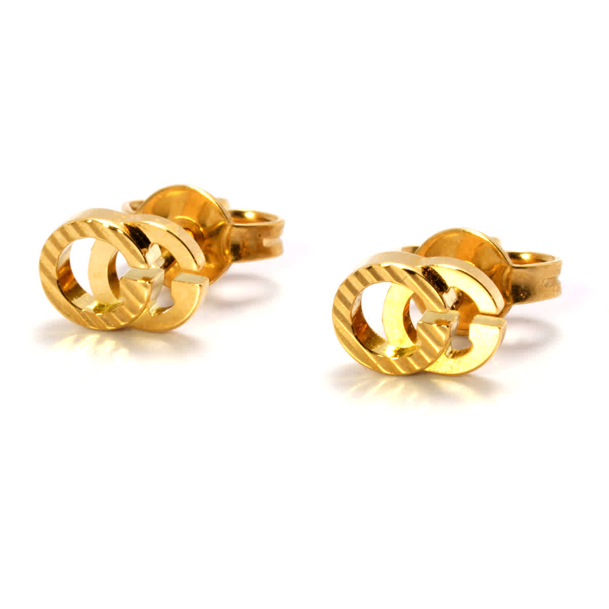 Gucci Running Gg Diagonal Motif Earrings In Yellow