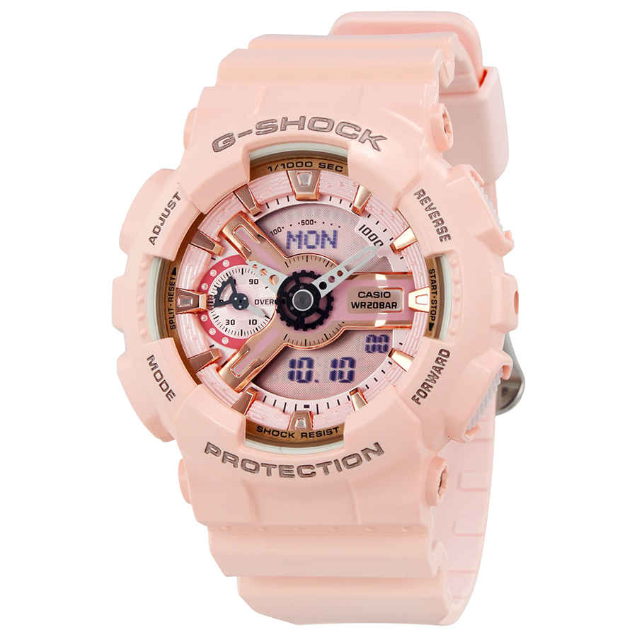 Casio G-shock Digital Dial Pink Resin Ladies Watch Gmas110mp-4a1 In Digital / Pink