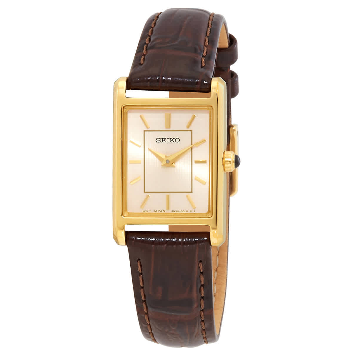 Seiko Essentials Quartz Light Champagne Dial Ladies Watch Swr066 In Brown / Champagne / Gold Tone