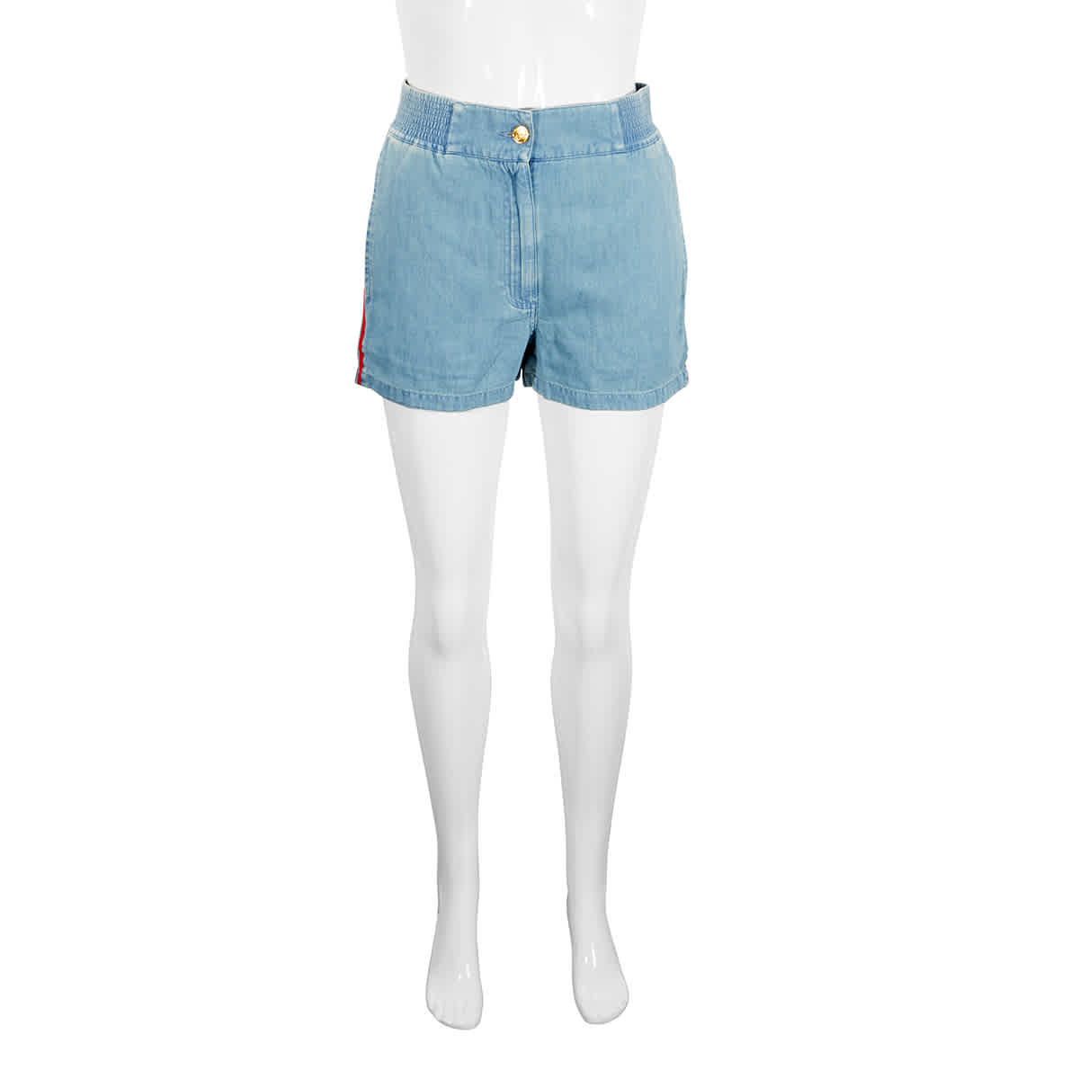 Gucci Piped Chambray Shorts In Blue