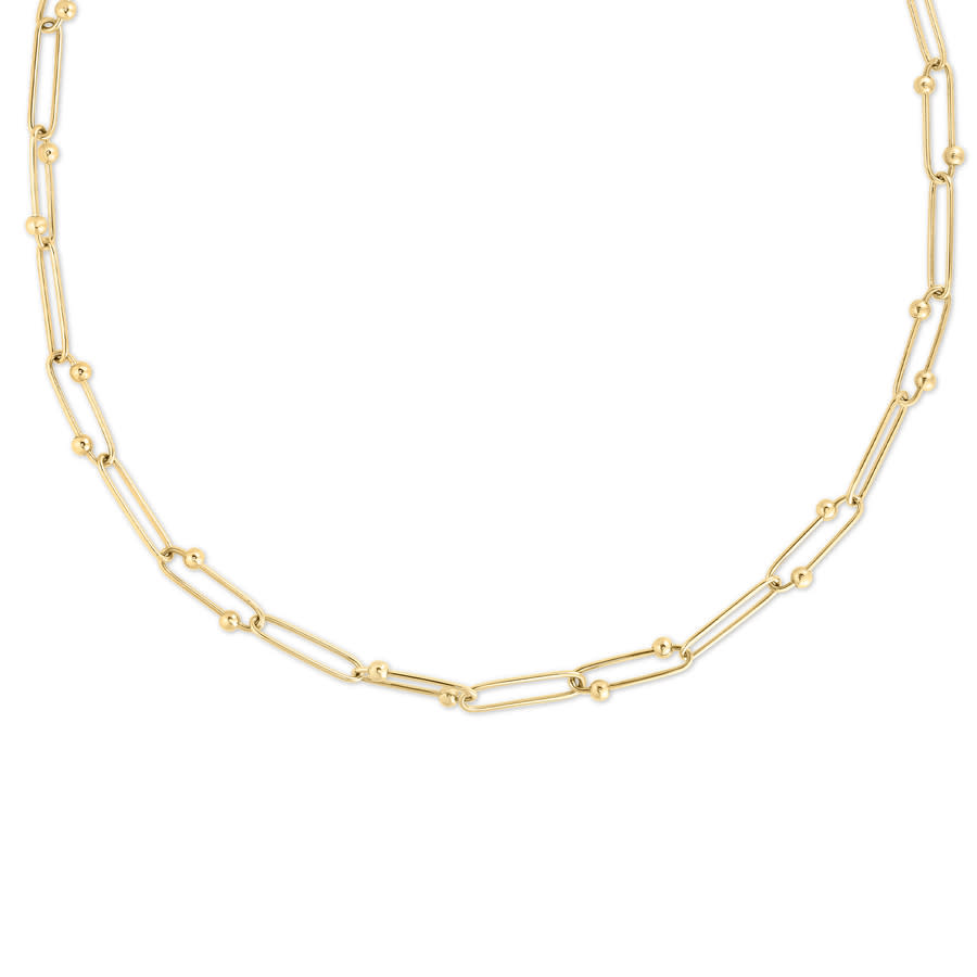 Roberto Coin 18k Yellow Gold Alternating Paperclip With Spheres Link Necklace - 9151252ay180 In Yellow, Gold-tone