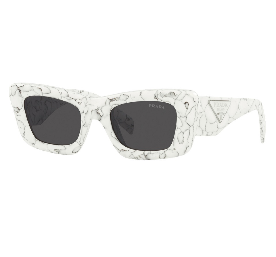 Prada Pr 13zs 17d5s0 Cat Eye Sunglasses In Dark / Grey / White