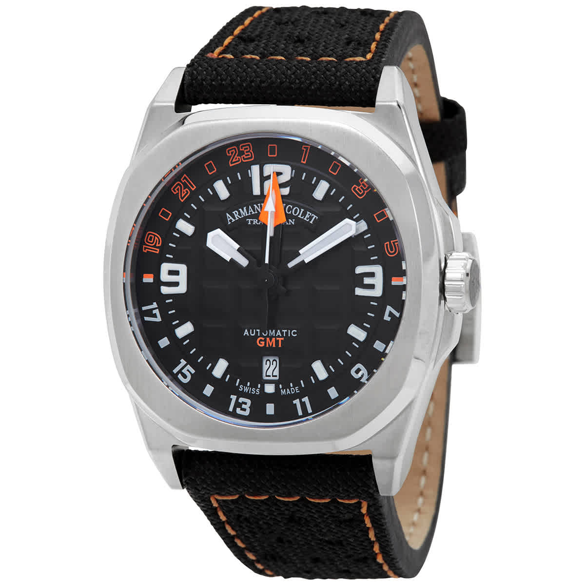 Armand Nicolet Jh9 Automatic Black Dial Mens Watch A663haa-no-p0668no8 In Black,orange,silver Tone