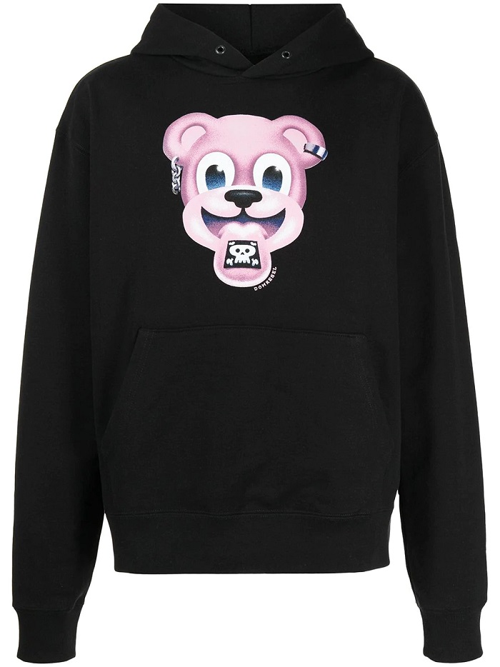 Domrebel Trippy Graphic-print Pullover Hoodie In Black