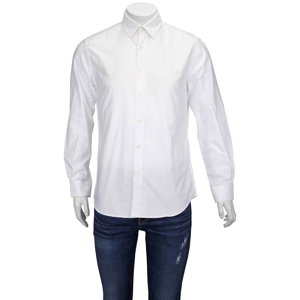 Burberry White Charles Icon-stripe Detail Cotton-oxford Shirt