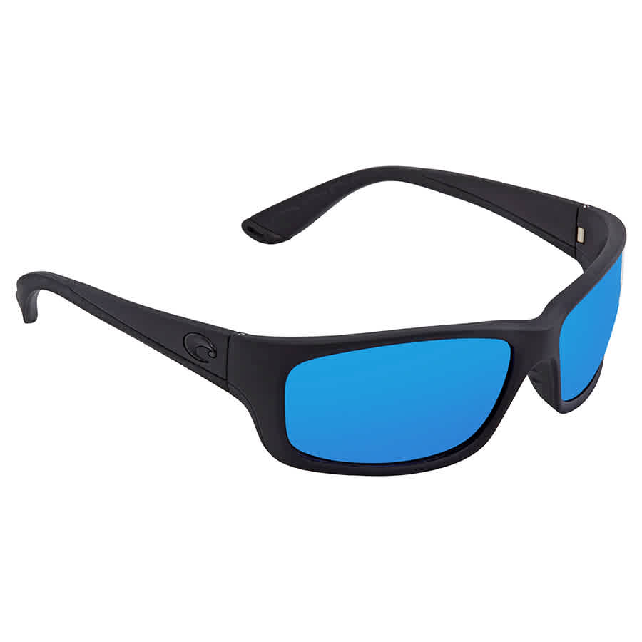 Costa Del Mar Jose Blue Mirror Polarized Glass Rectangular Mens Sunglasses Jo 01 Obmglp In Black / Blue