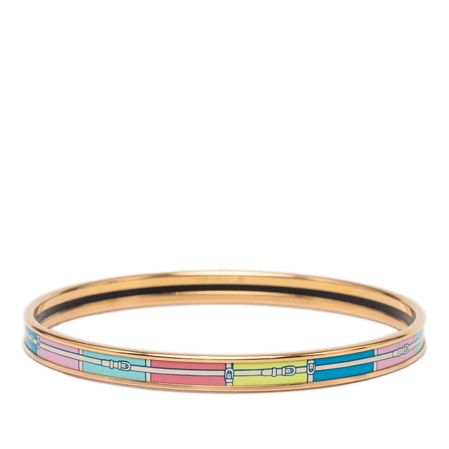 Pre-owned Hermes Extra Narrow Printed Enamel Uni Bangle Ladies SNOUE8KA8OI03QP1