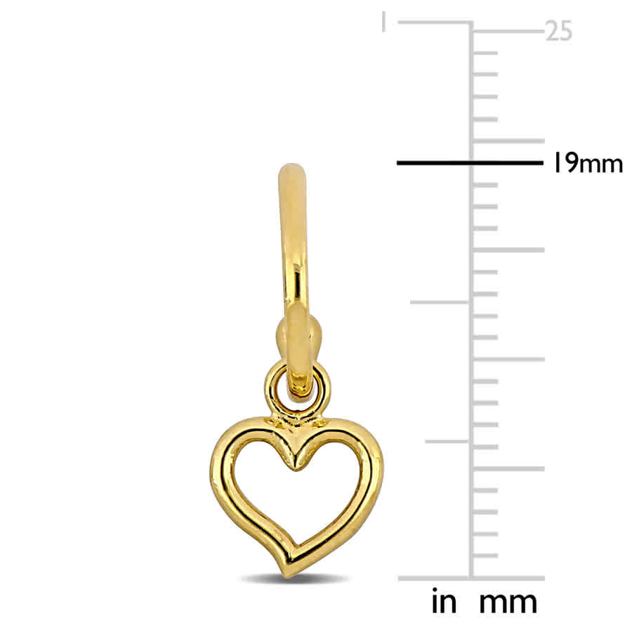 Amour Heart Charm Hoop Earrings In 14k Yellow Gold In Yellow