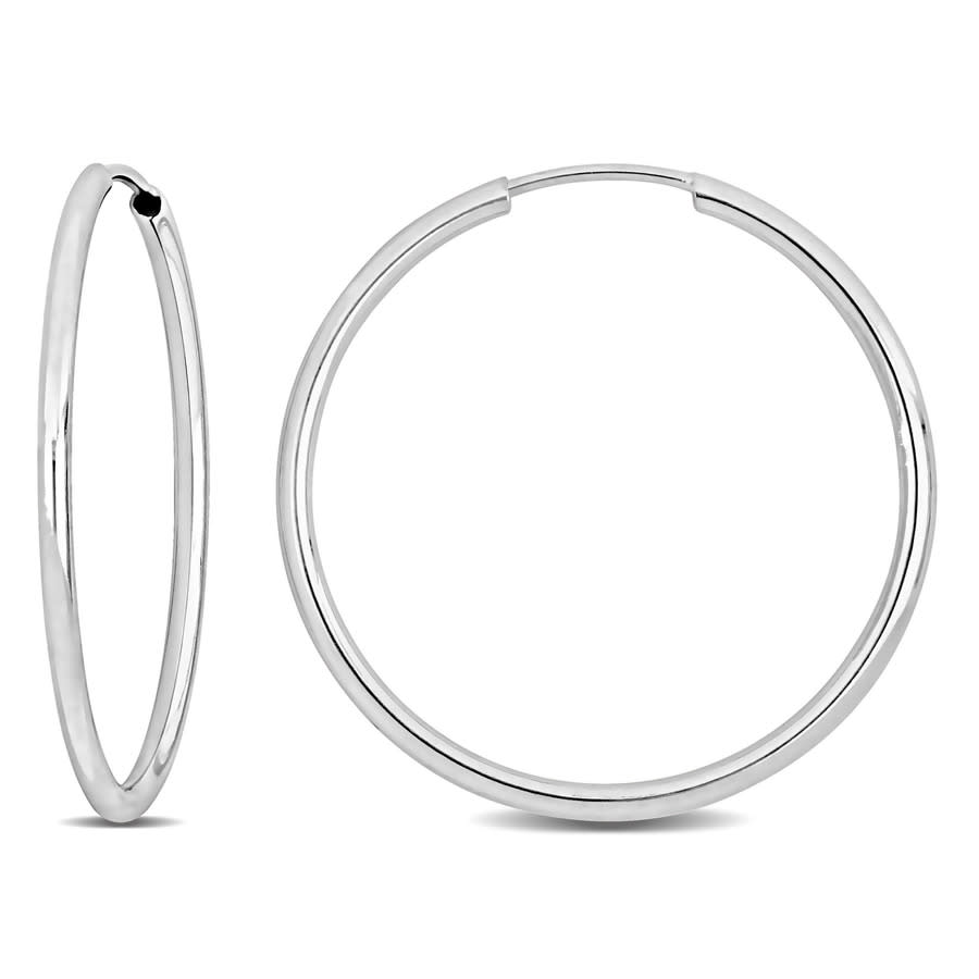 Amour 25mm Hoop Earrings In 14k White Gold