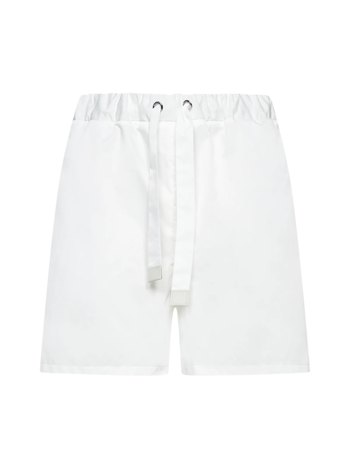Moncler White High Waist Drawstring Shorts In Natural