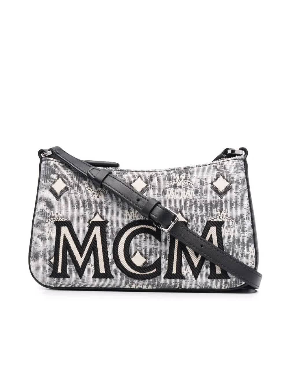 MCM Ladies Grey Satchel in Vintage Jacquard Monogram