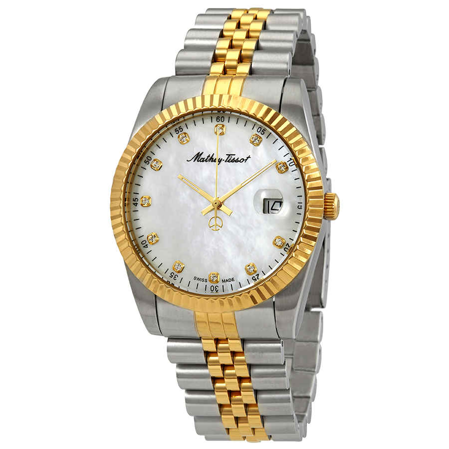 Mathey-tissot Mathey Ii Quartz Crystal Mother Of Pearl Dial Mens Watch H710bi In Two Tone  / Gold / Gold Tone / Mop / Mother Of Pearl / Yellow
