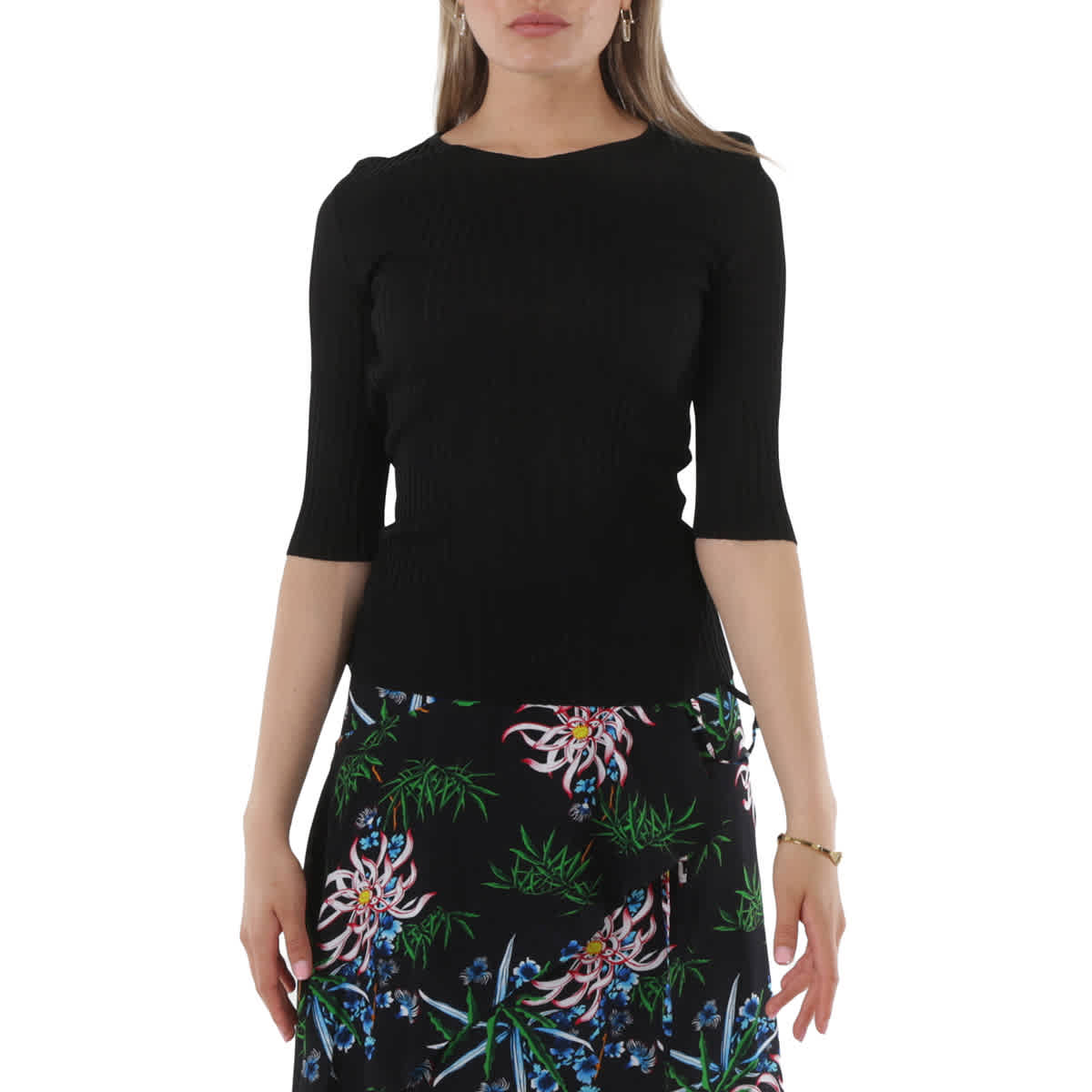 Atlein Ladies Black Front Knot Top In Black