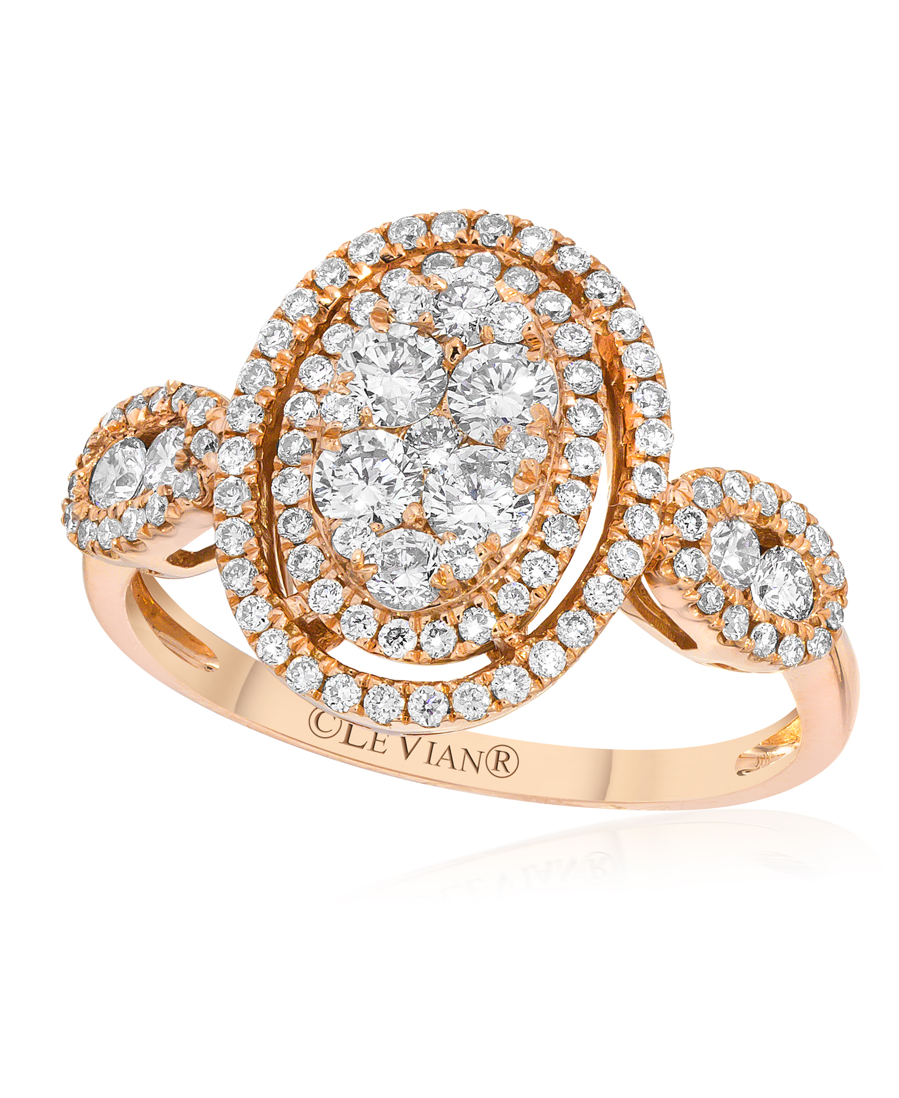 Le Vian Ring Vanilla Diamonds Set In 14k Strawberry Gold Ring Size 7 Zuef 3 In Pink