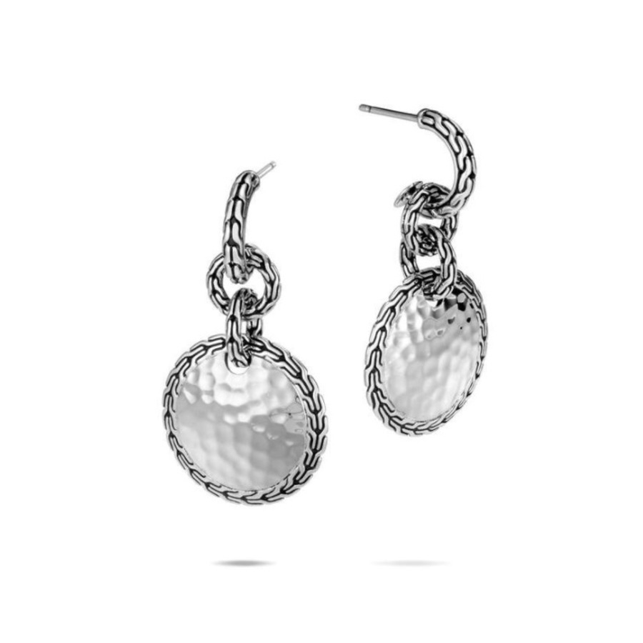 John Hardy Classic Chain Hammered Drop Earring In Silver-tone