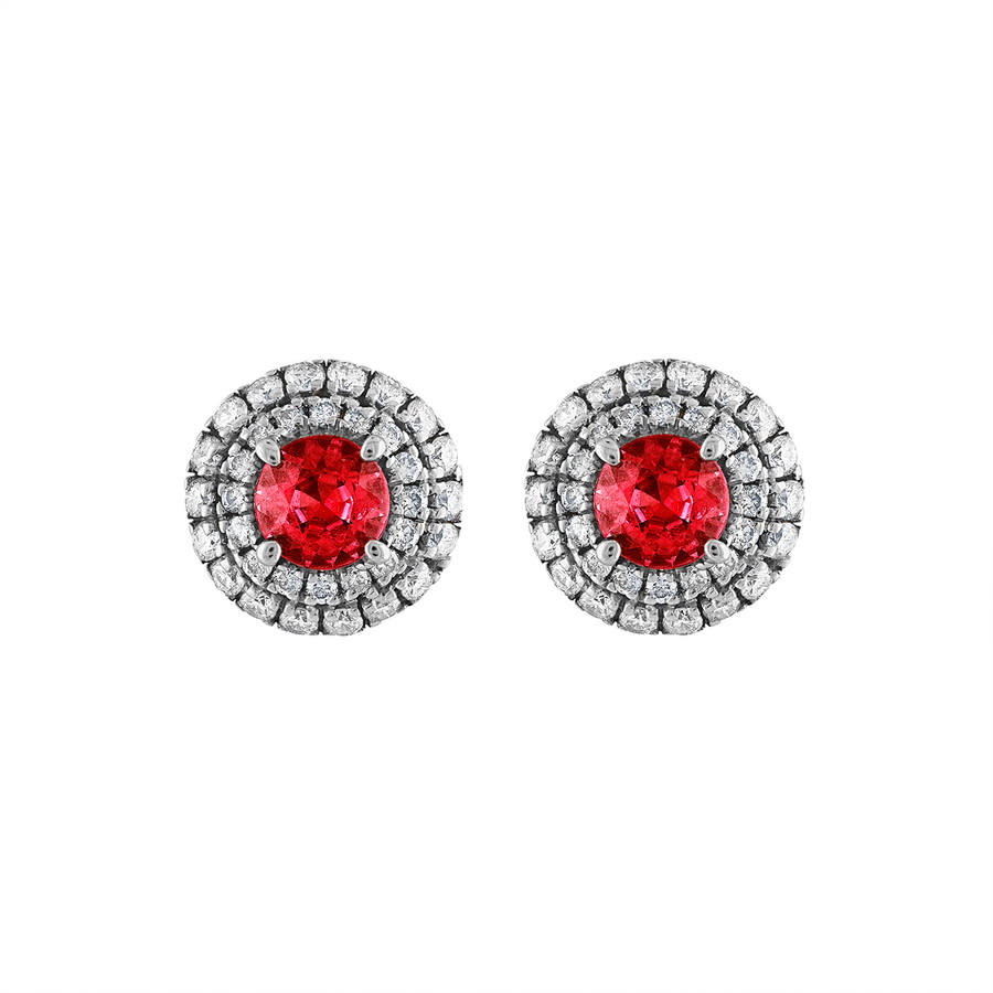 Tresorra 18k Rose Gold Diamond & Ruby Earrings In Yellow