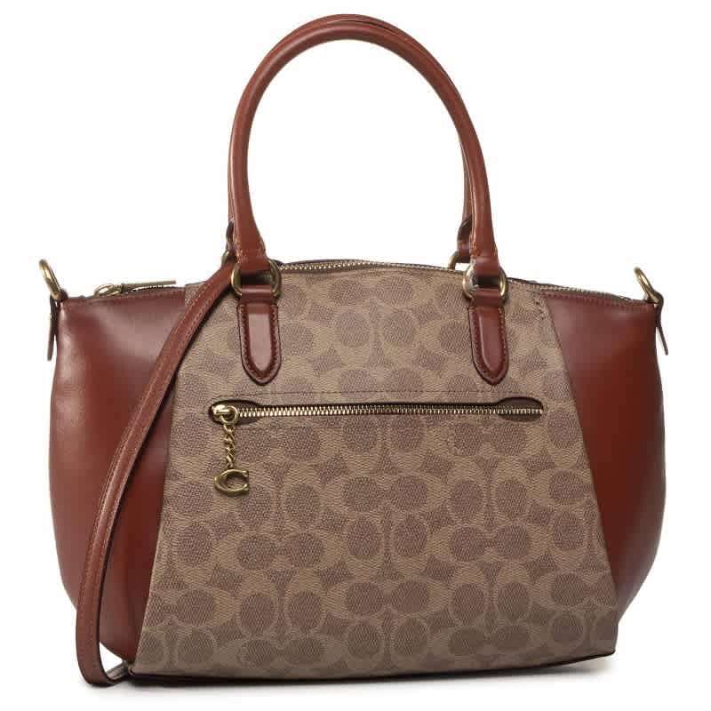 Coach Tan / Rust Ladies Elise Satchel In Signature Canvas In Brown