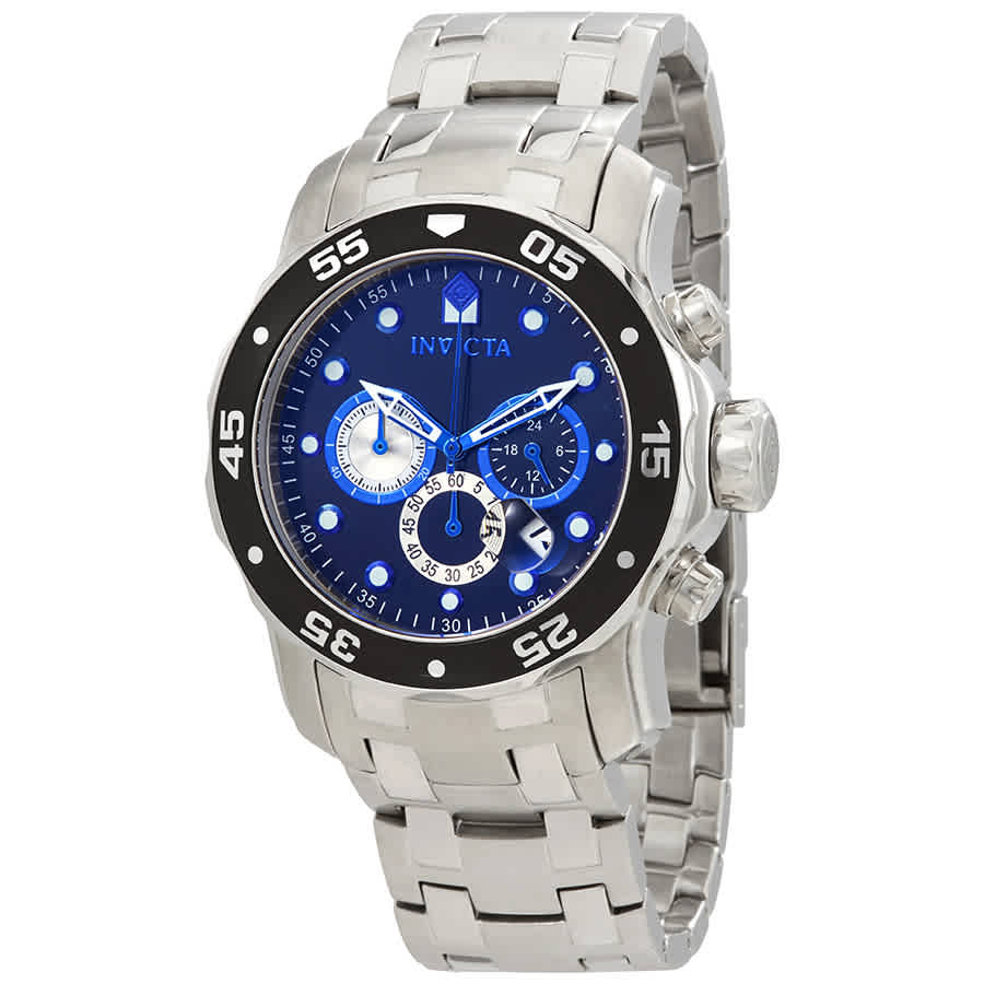 Invicta Pro Diver Chronograph Blue Dial Mens Watch 24848 In Black,blue,silver Tone