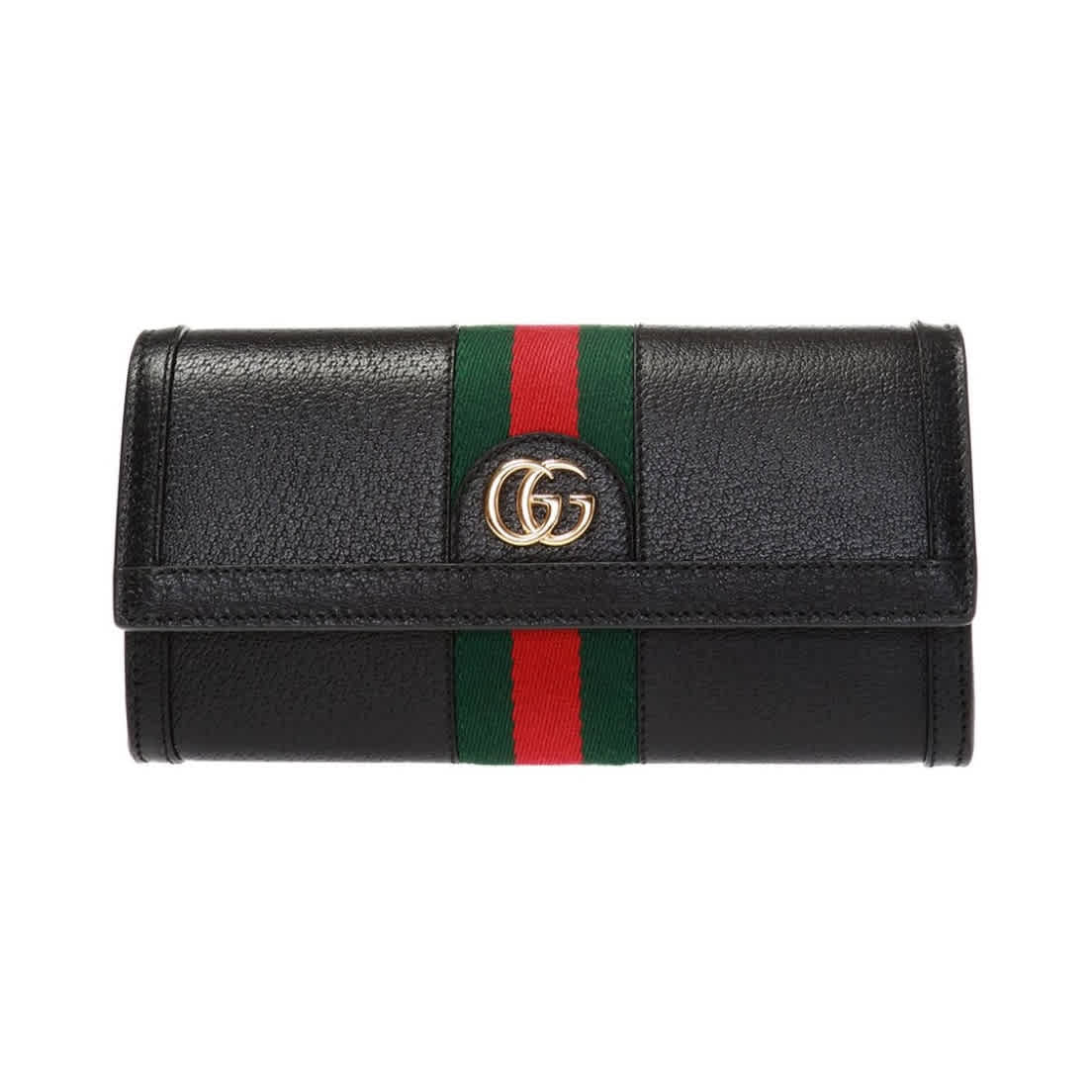 Gucci Black Leather Ophidia Continental Wallet In Black,green,red