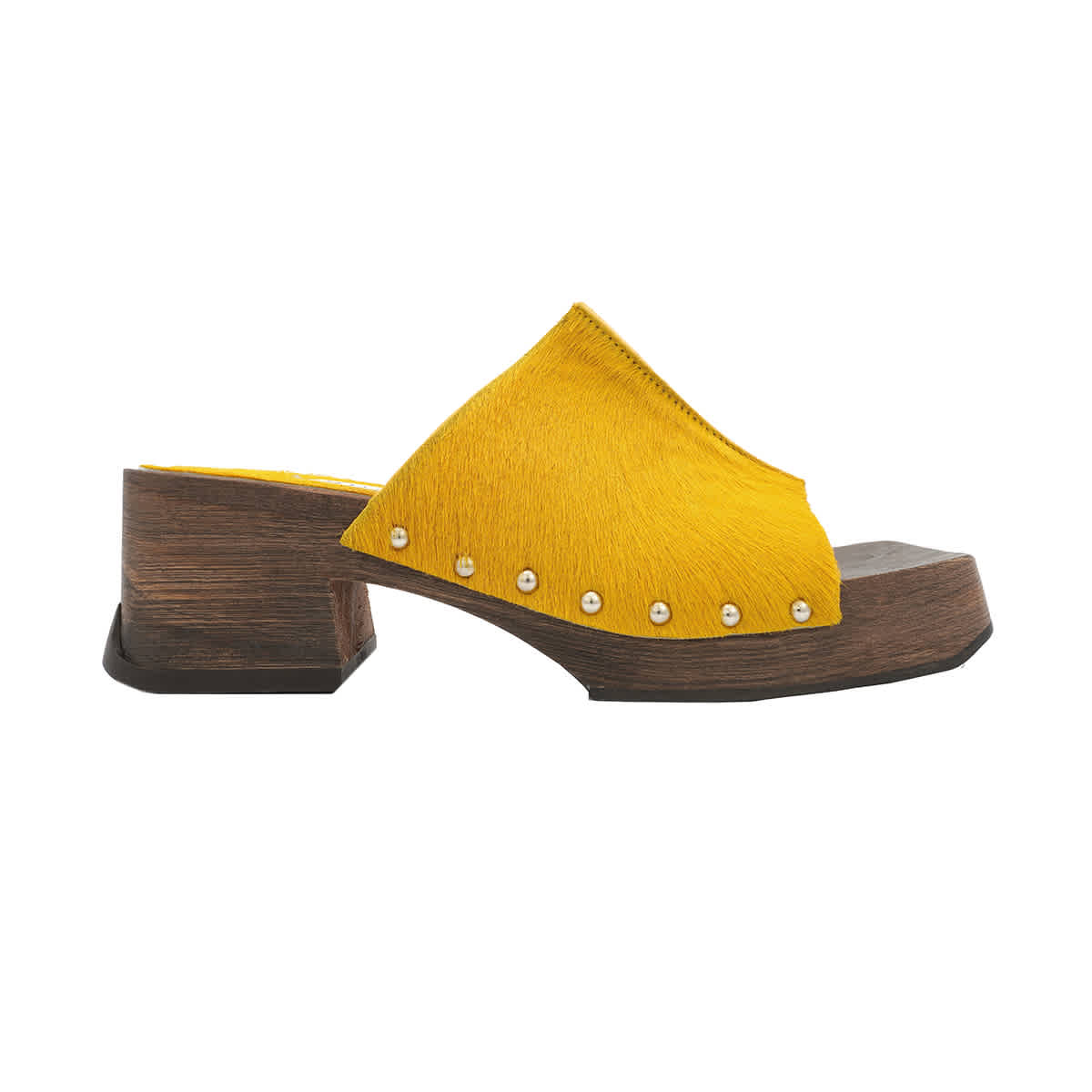 MIISTA MIISTA LADIES YELLOW HANNAH WOODEN CLOGS