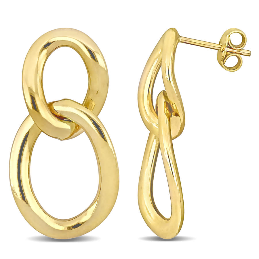 Amour Open Oval Double Link Earrings In 10k Yellow Gold