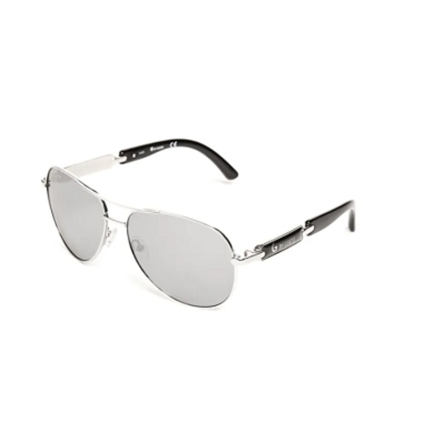 Guess G By  Unisex Silver Tone Aviator/pilot Sunglasses Gg115210c60 In Grey,silver Tone