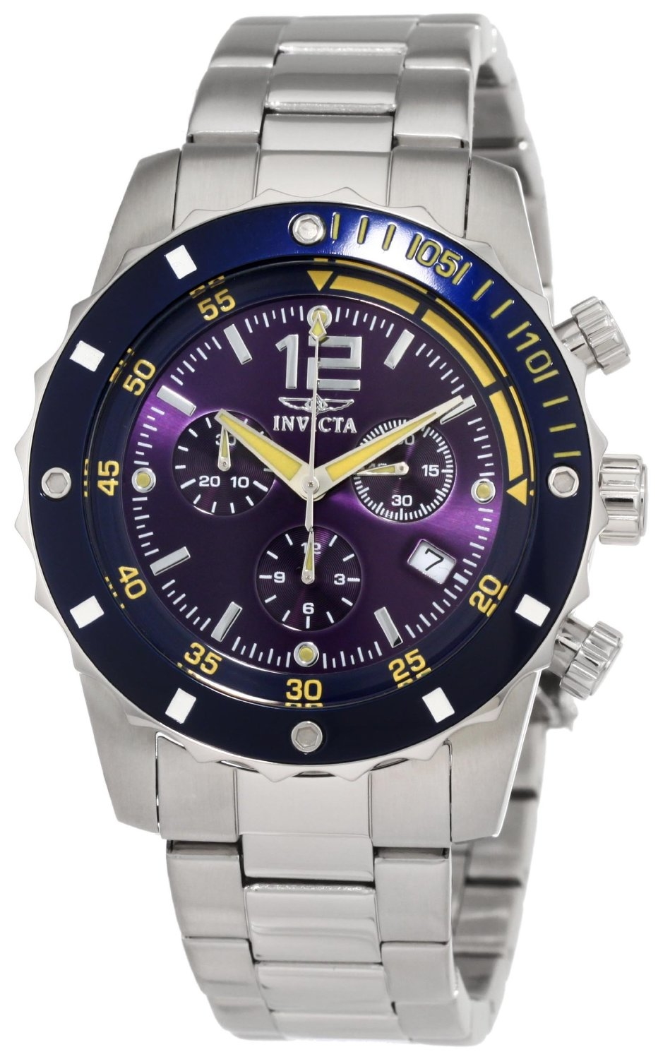 Invicta Ii Blue Dial Chronograph Blue Dial Stainless Steel Mens Watch 1246 In Blue,silver Tone