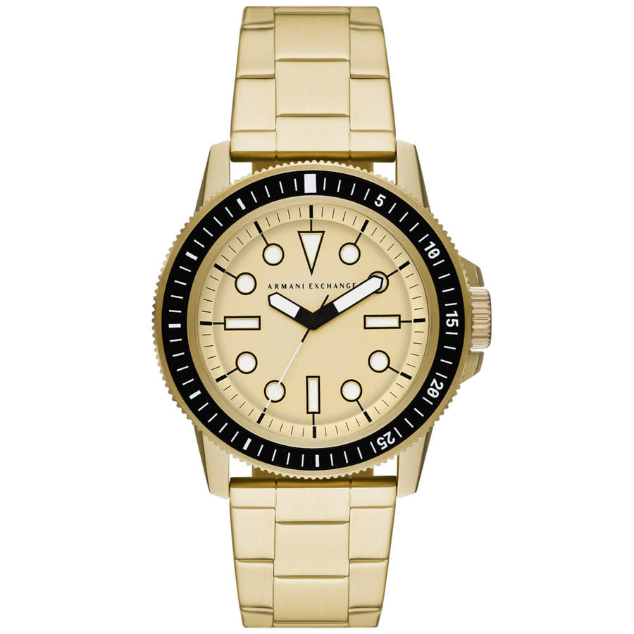 Shop Armani Exchange Classic Quartz Gold Dial Men's Watch Ax1854 In Black / Gold / Gold Tone / Yellow
