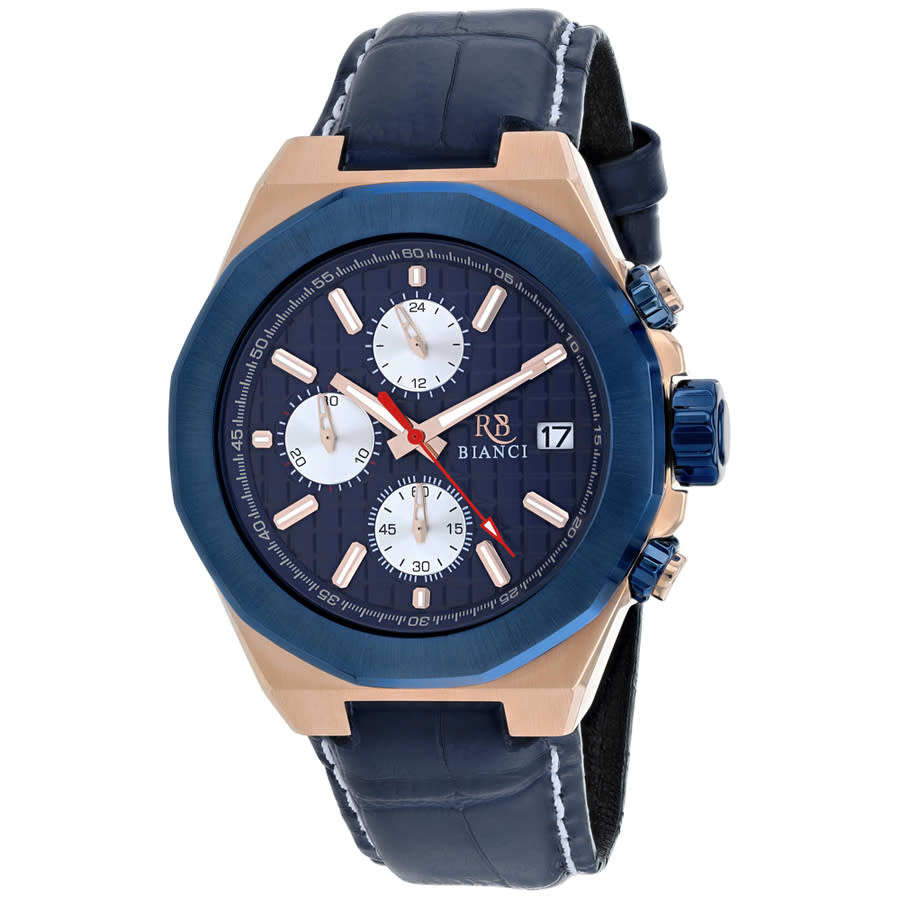 Roberto Bianci Fratelli Chronograph Quartz Blue Dial Mens Watch Rb0135 In Blue,gold Tone,pink,rose Gold Tone