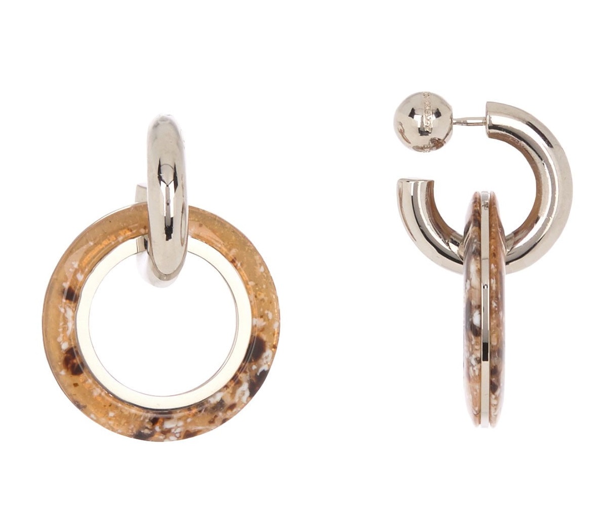 Burberry Ladies Double Hoop Earrings In Palladio/ Carmel