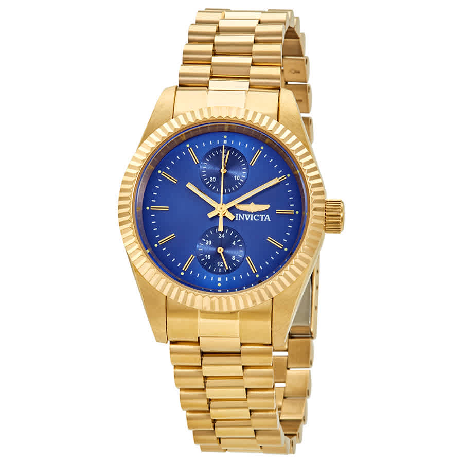 INVICTA SPECIALTY BLUE DIAL YELLOW GOLD-TONE LADIES WATCH 29446