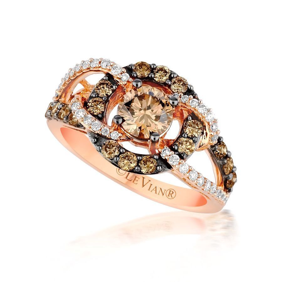 Le Vian Ladies Chocolate Diamonds Fashion Ring In 14k Strawberry Gold In Brown