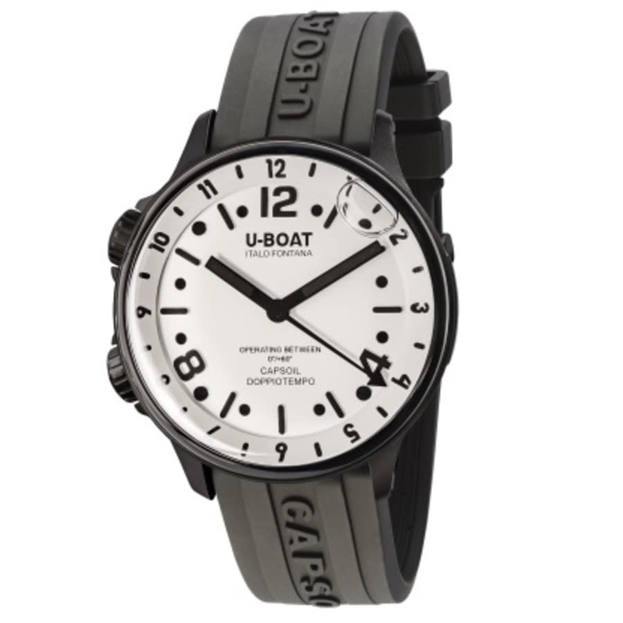 U-boat Lefty Capsoil Doppiotempo Quartz White Dial Mens Watch 8889 In Black / White