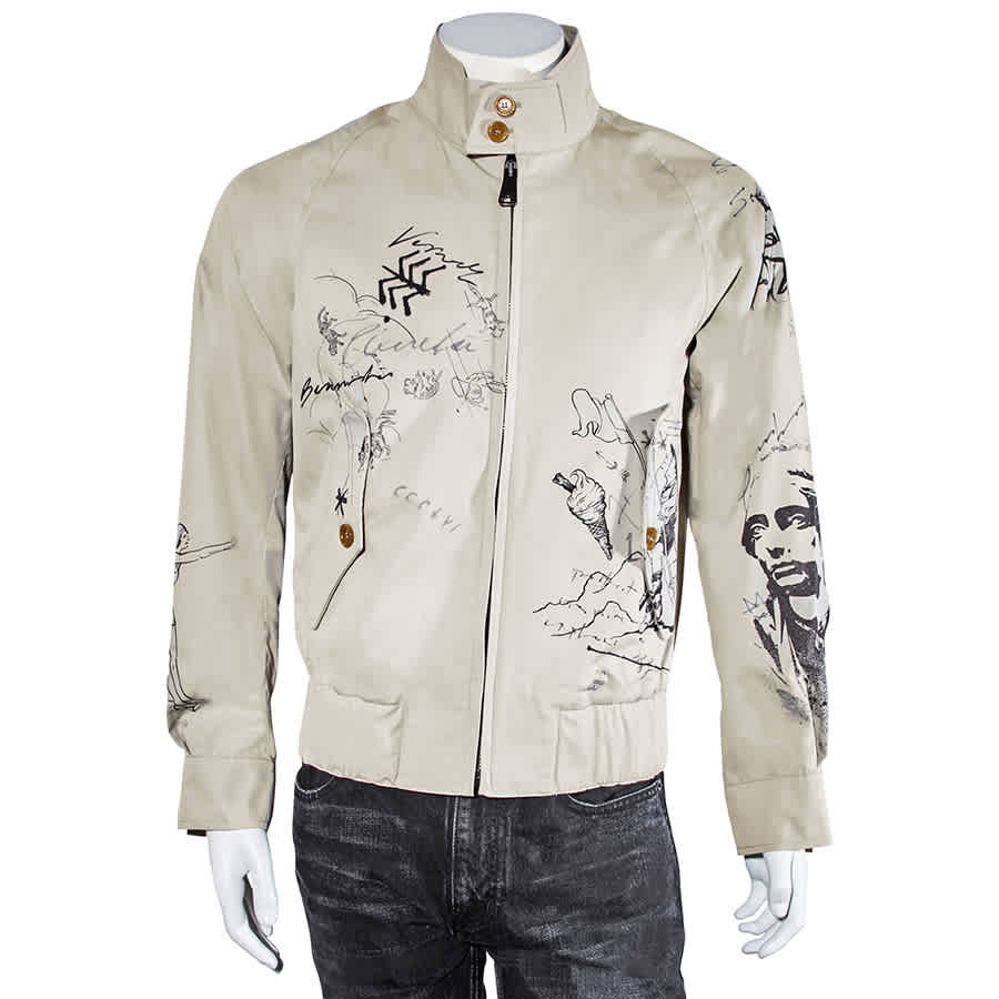 BURBERRY MENS DOODLE SKETCH HARRINGTON BOMBER JACKET