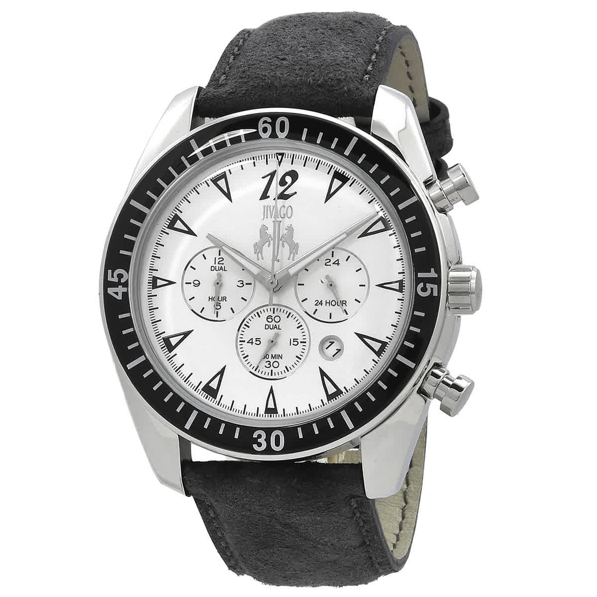 Jivago Timeless Chronograph Silver Dial Mens Watch Jv4510 In Black / Silver