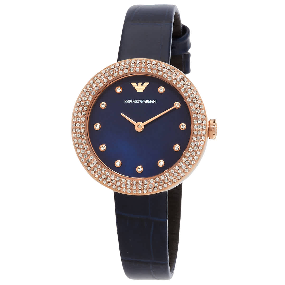 Emporio Armani Rosa Quartz Crystal Ladies Watch Ar11434 In Blue / Gold Tone / Mother Of Pearl / Rose / Rose Gold Tone