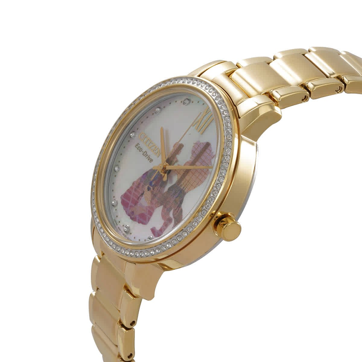 Shop Citizen Belle And Beast Crystal Ladies Watch Set Fe7048-51d In Gold Tone / Mother Of Pearl