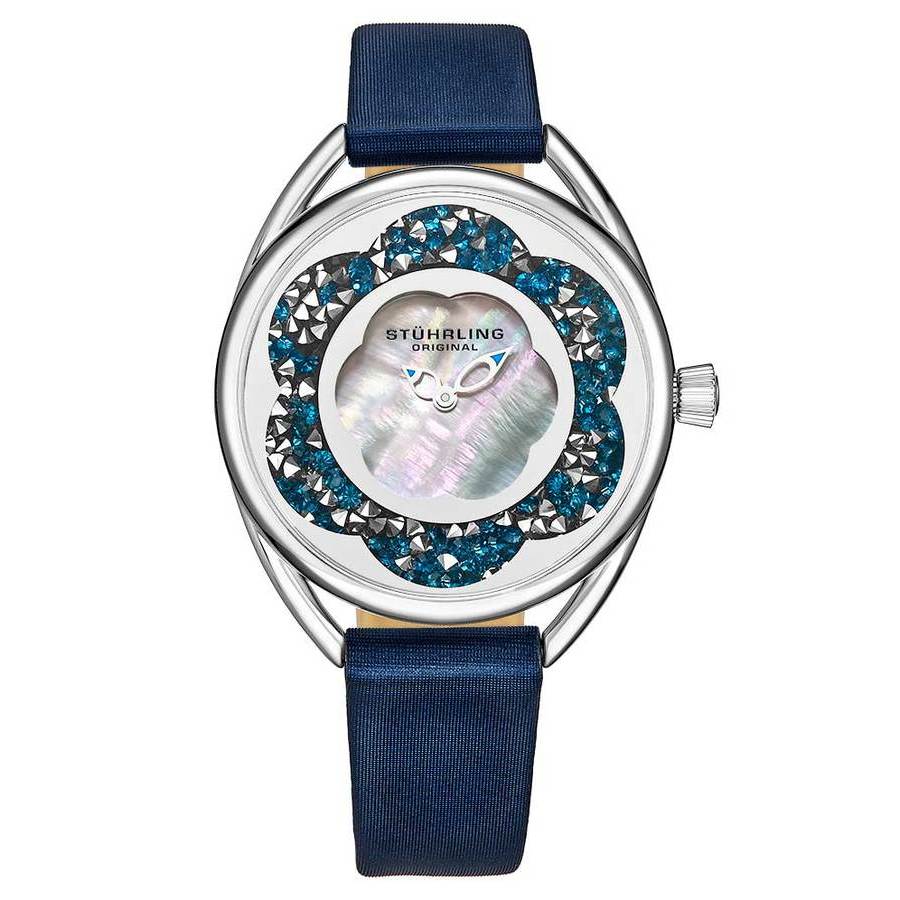 Stuhrling Original Symphony Silver-tone Dial Ladies Watch M15593 In Blue / Mother Of Pearl / Silver / Skeleton