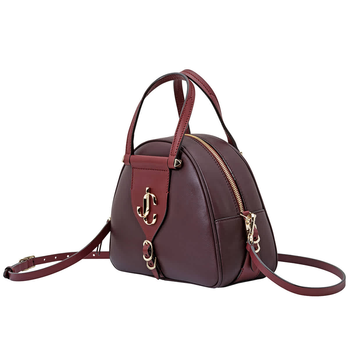 バッグ Jimmy Choo VARENNE BOWLING JIMMY CHOO Calfskin Small Varenne Bowling Bag Brown 1107860