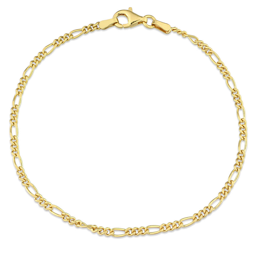 Amour Figaro Chain Bracelet In 18k Yellow Gold Plated Sterling Silver