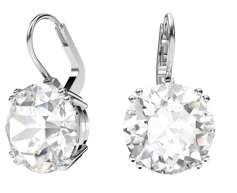 Swarovski Millenia Rhodium-plated Round-cut Crystal Earrings In White