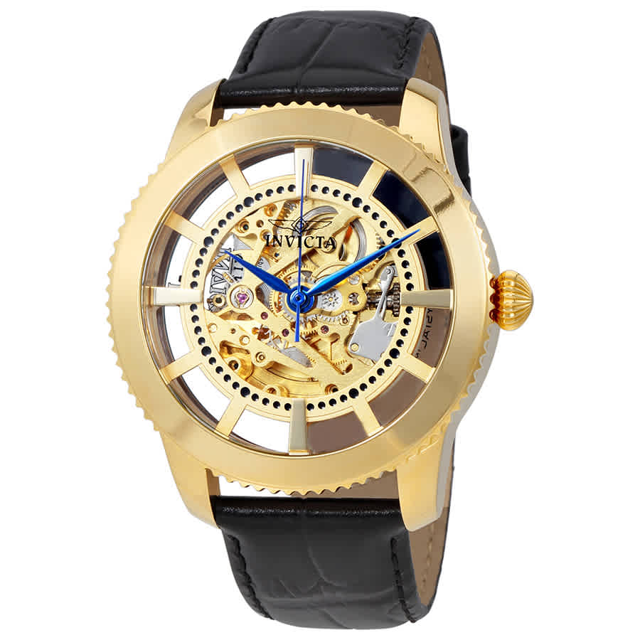 Invicta Vintage Automatic Gold Dial Mens Watch 23638 In Black,blue,gold Tone,white,yellow