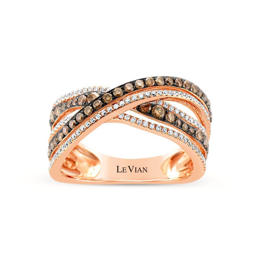 Le Vian Ladies Chocolate Diamonds Fashion Ring In 14k Strawberry Gold In Brown