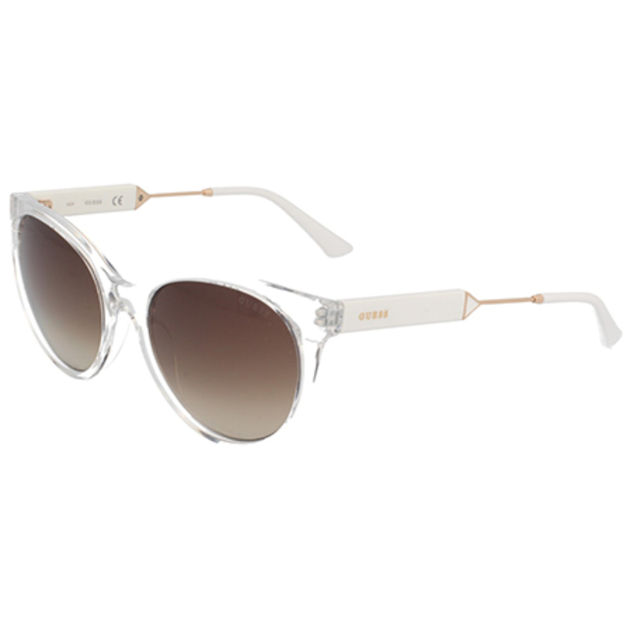 Guess Unisex White Cat Eye Sunglasses Gu761926g55 In Brown,white