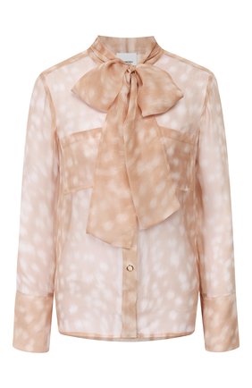 Shop Burberry Beige Deer Print Pussybow Blouse