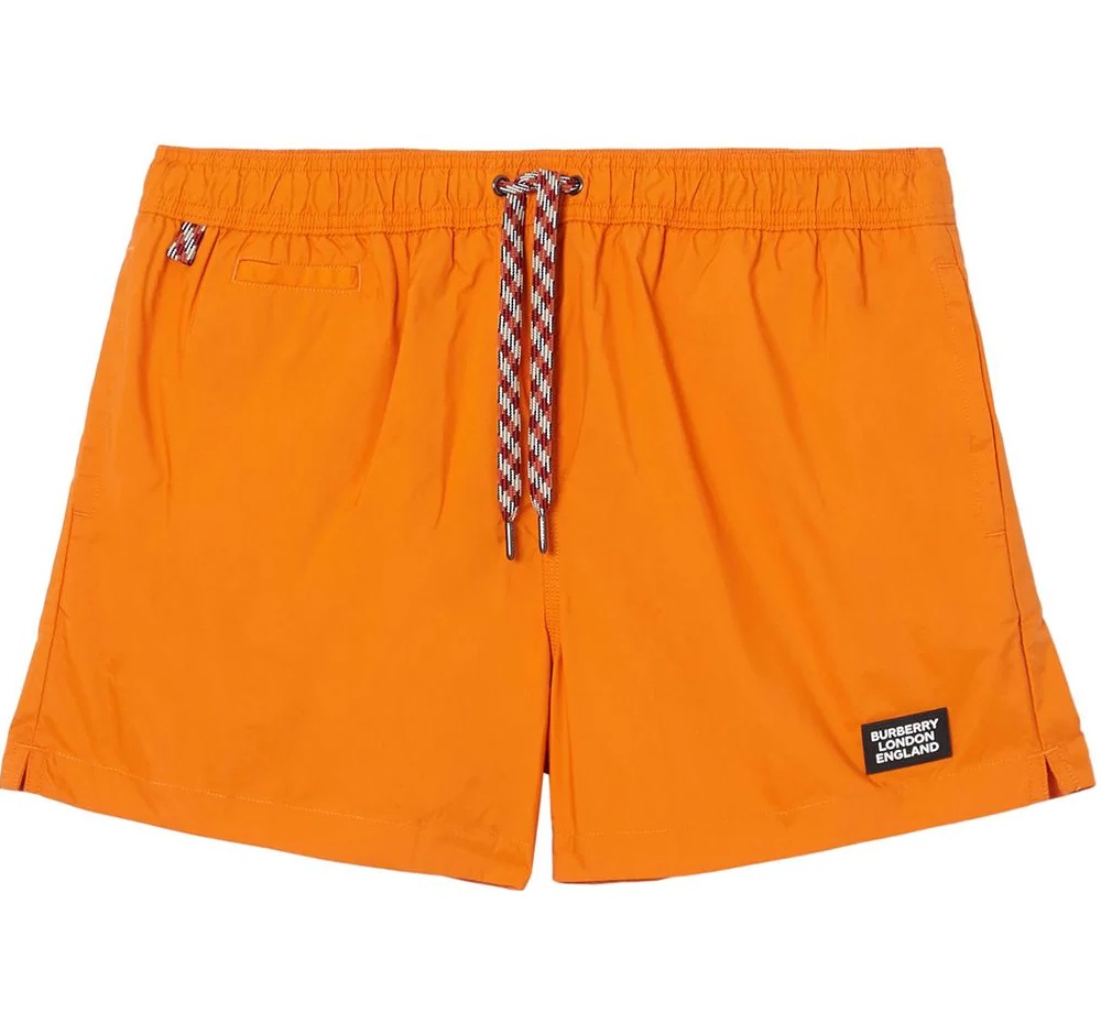 Burberry Logo Applique Drawcord Swim Shorts In Orange ModeSens