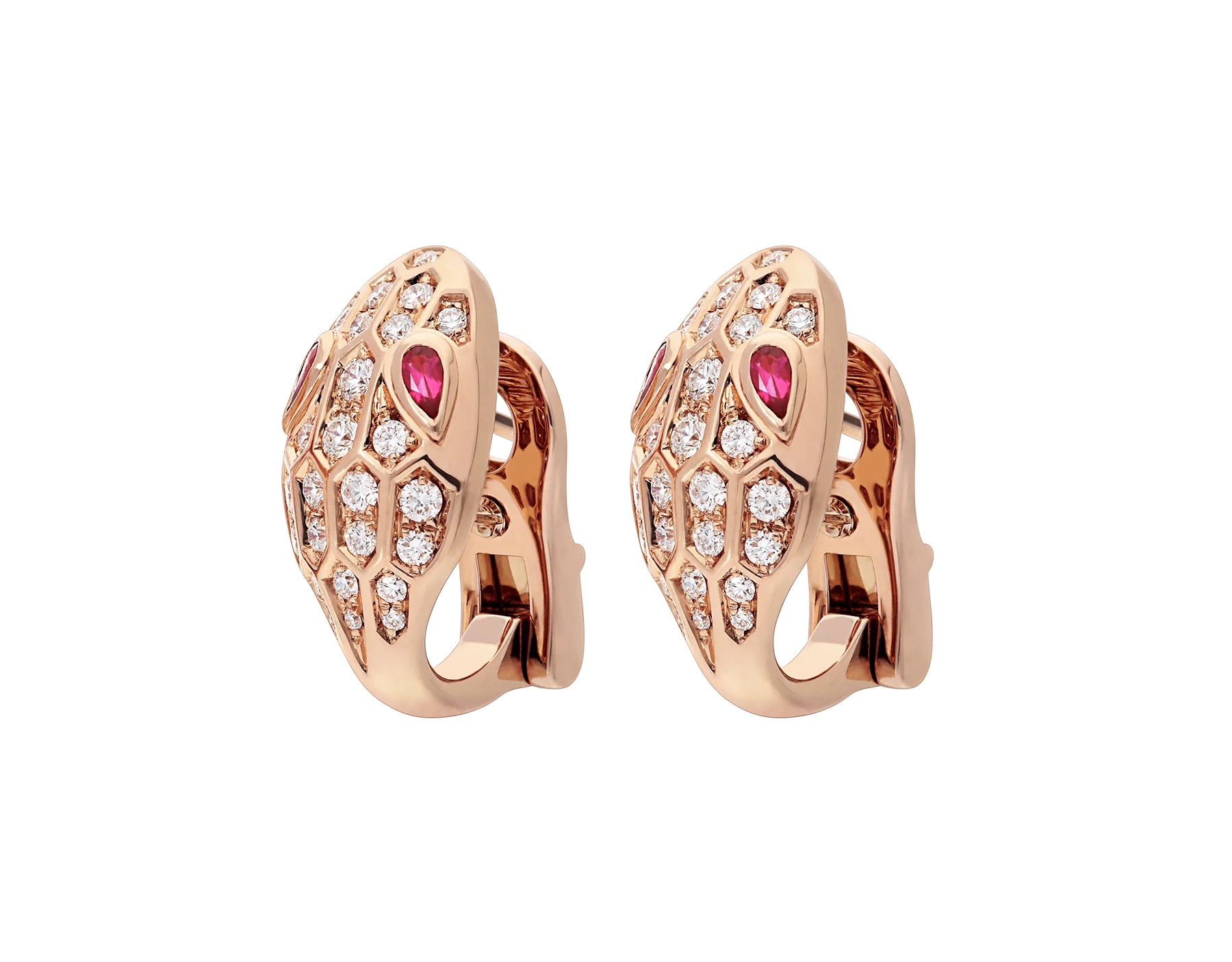 Bvlgari Serpenti Rose Gold Earrings In Gold Tone,pink,rose Gold Tone