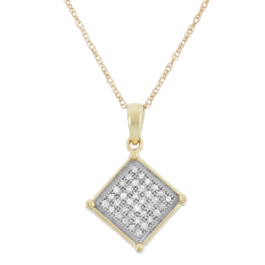 Hetal Diamonds 0.13 Cttw 10kt Yellow Gold Diamond Square Necklace Pd1604_y In Gold Tone,yellow