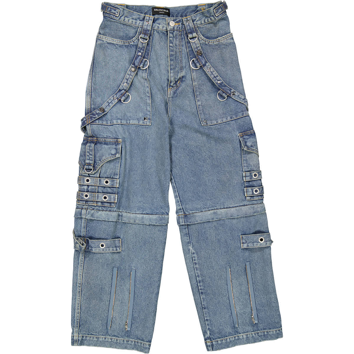 Balenciaga Pale Blue Raver Baggy Denim Pants, Waist Size  