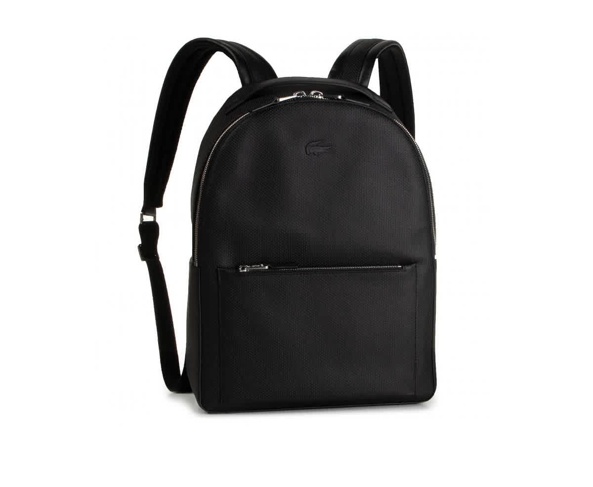 lacoste black leather backpack